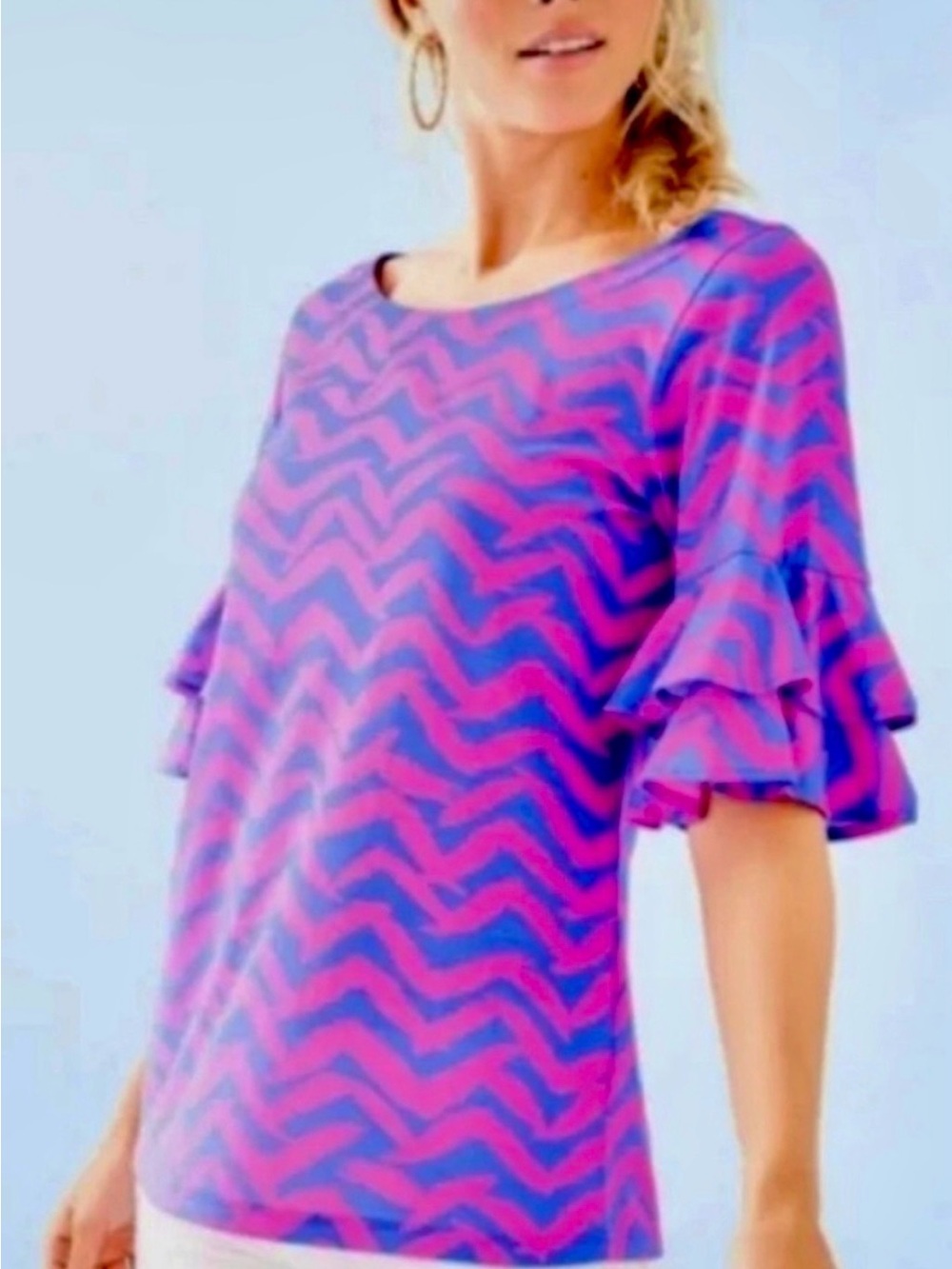 Lilly Pulitzer Lulu Top Shirt Blouse in Bennett Blue. Size Medium.